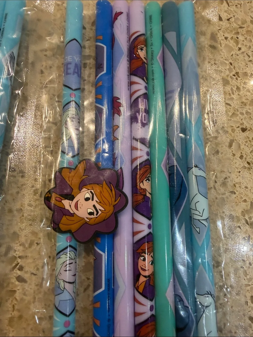 Kids' Frozen Character Party Straws - Blue, Purple & Teal
